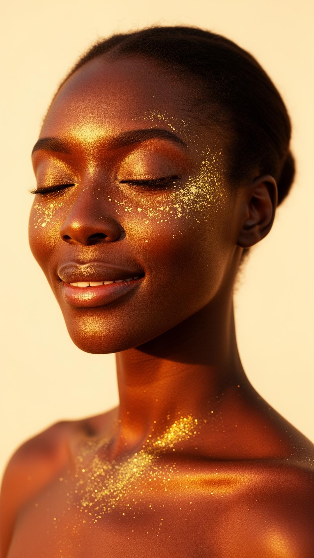 Radiant melanin-rich skin